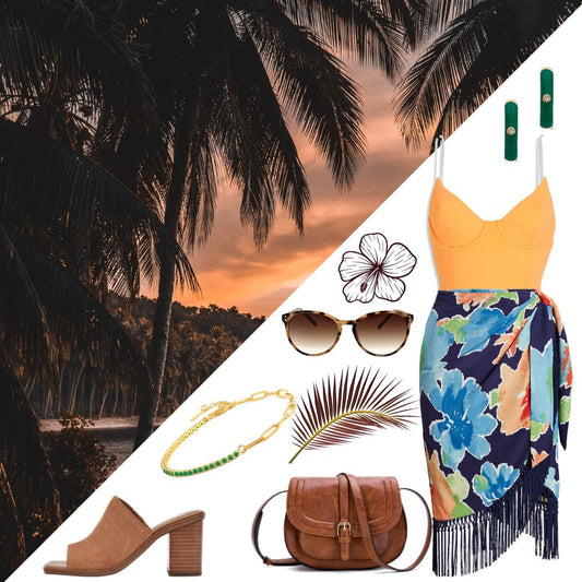 Tropical Asymmetrical Skirt Outfit for Summer