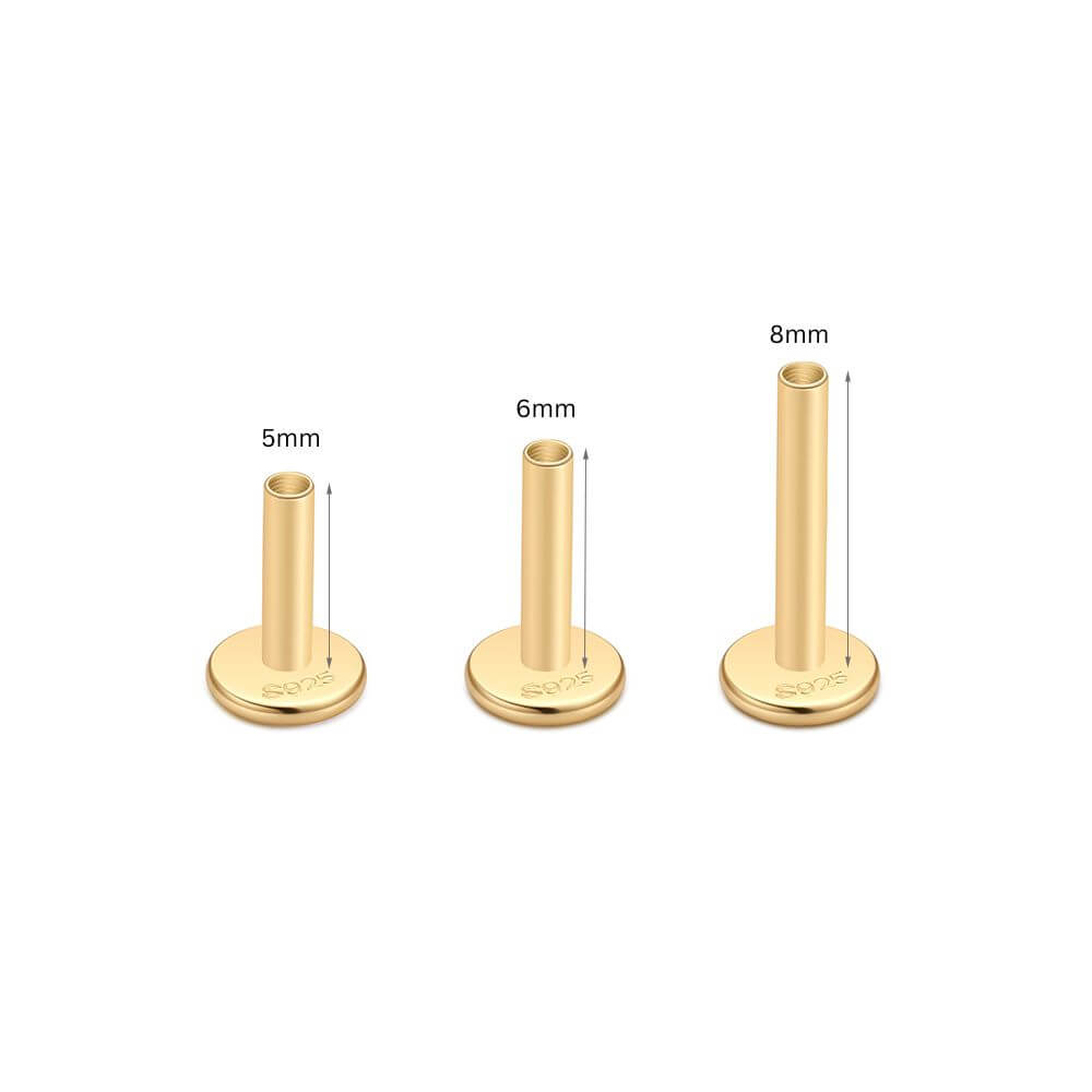 Post lengths flat screw earring backs.