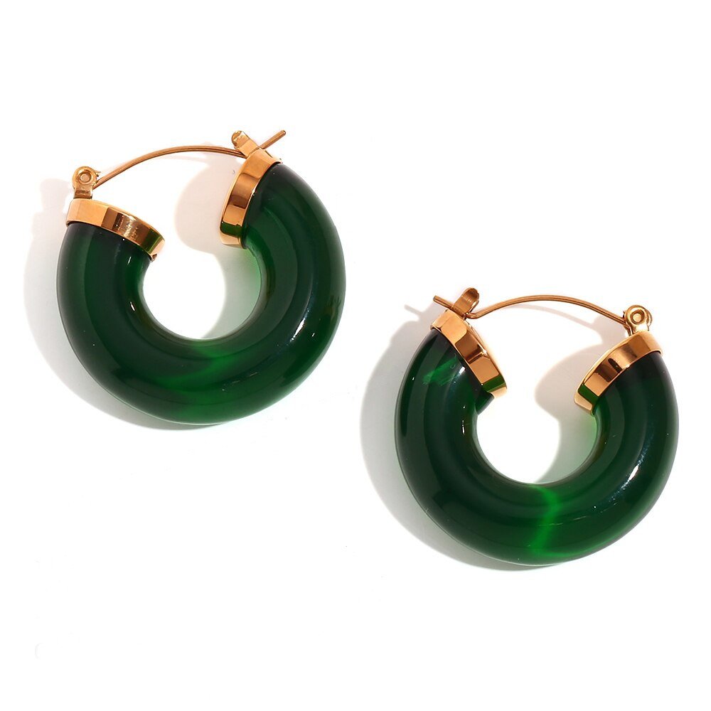 Green Chunky Acrylic Hoops.