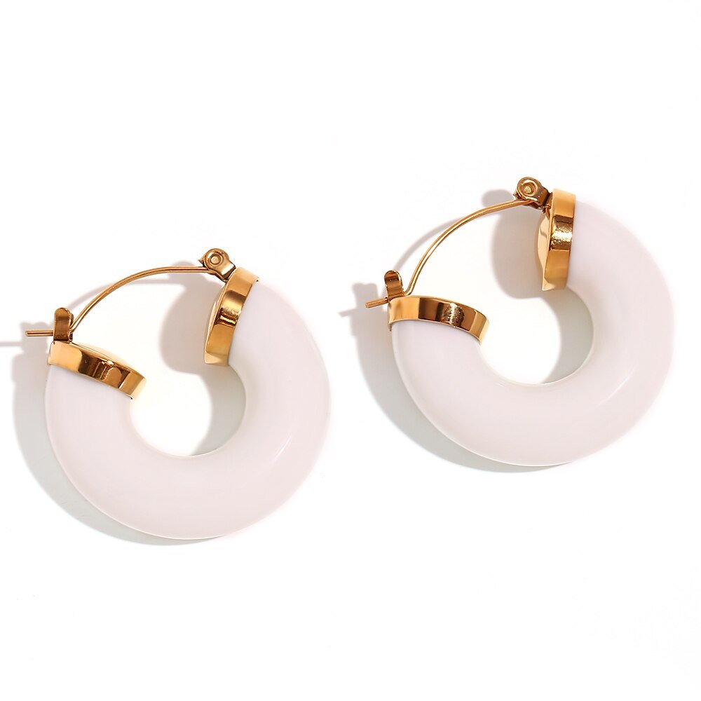 Opaque White Chunky Acrylic Hoops.