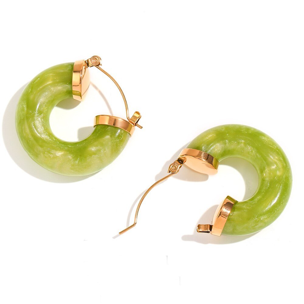 Shimmer Green Chunky Acrylic Hoops.