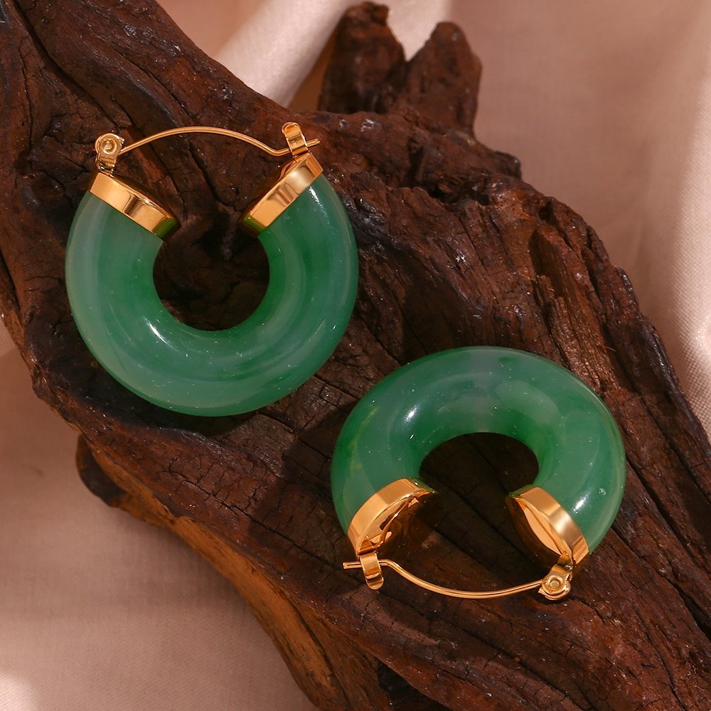 Jade green Chunky Acrylic Hoops.