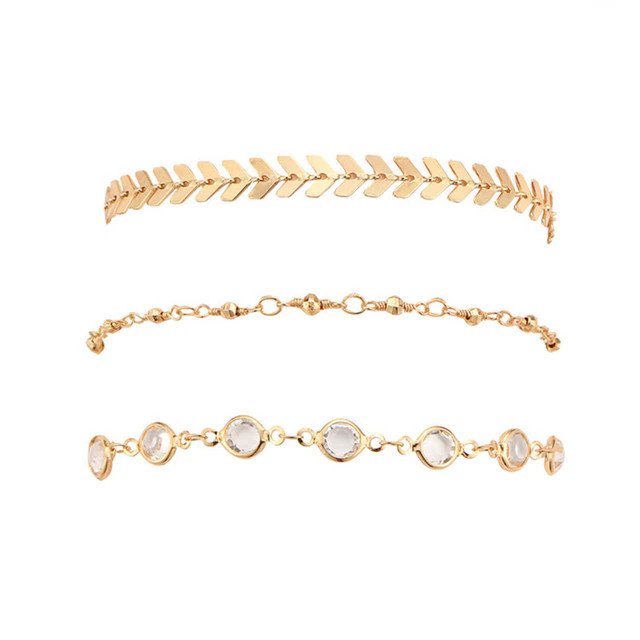 Gold Crystal Chevron Anklet Set.