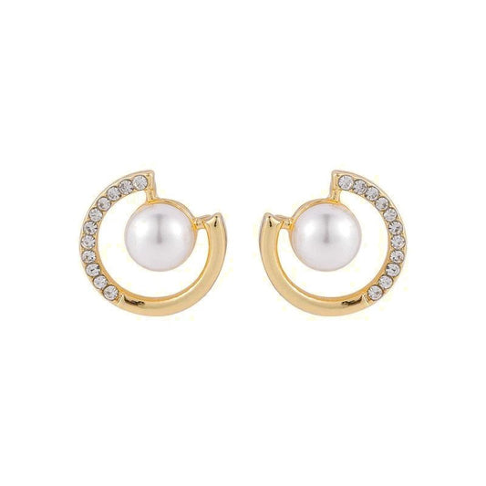 Galactic Pearl Studs in Gold.