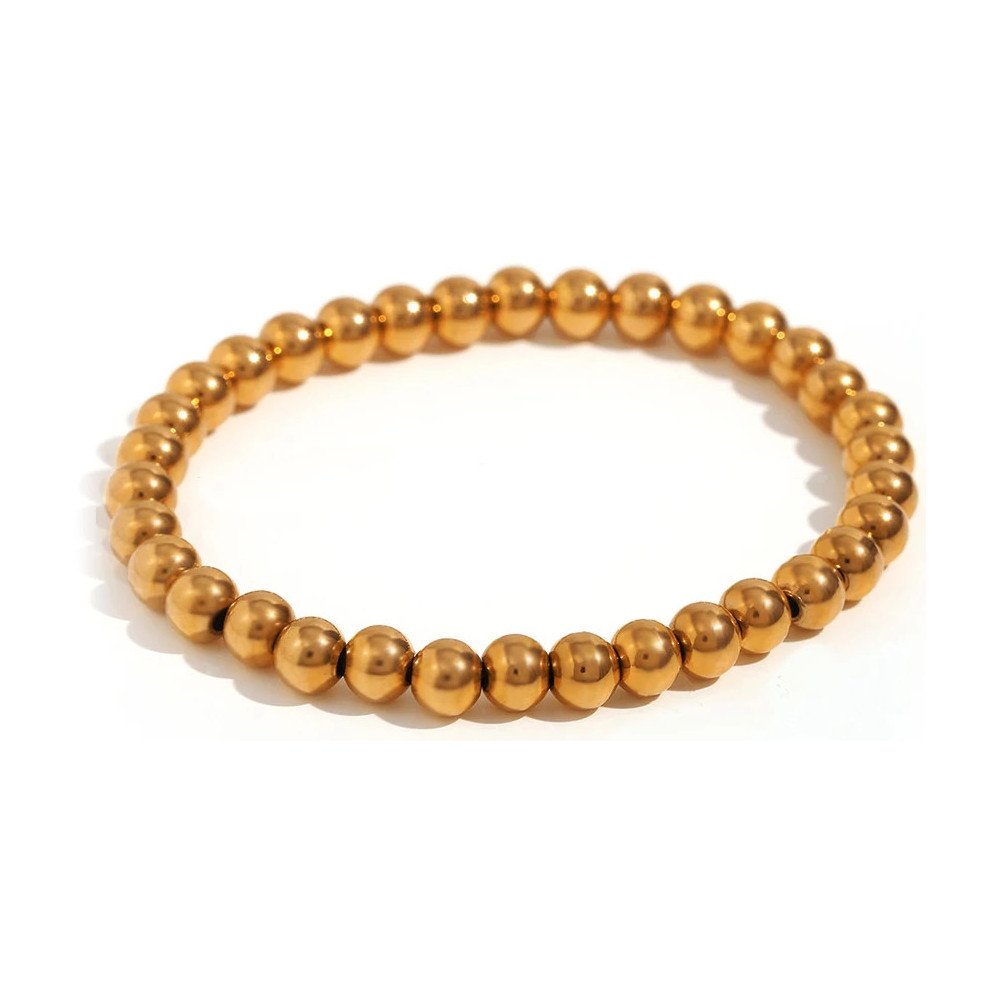 6mm gold beaded bracelet.