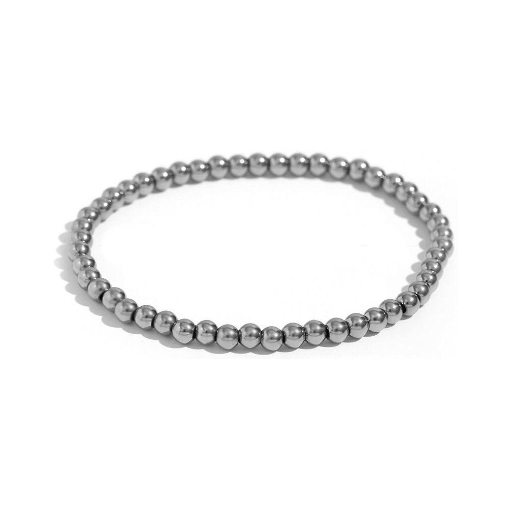 4mm silver beaded bracelet.