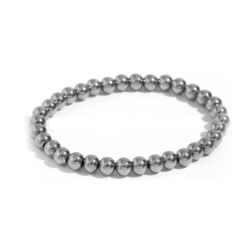 6mm silver beaded bracelet.