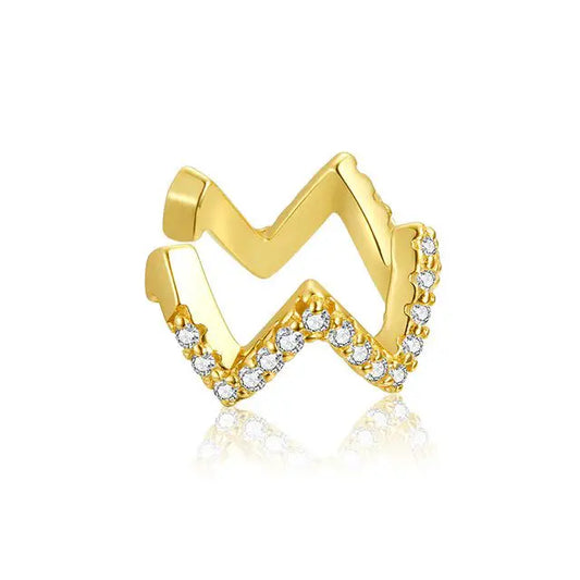 Gold Micro CZ Pave Wave Ear Cuff.