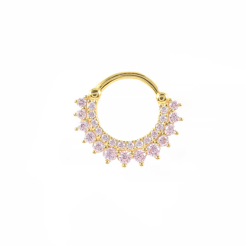 Sadiki CZ Crown Cartilage Hoop in Light Pink.