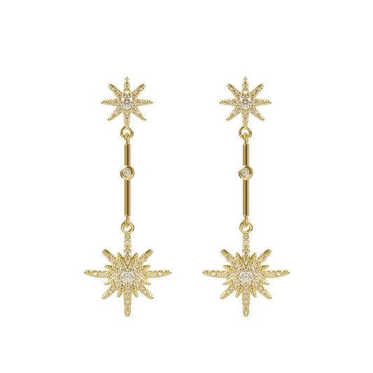 Sparkling Star Gold Dangle Earrings.