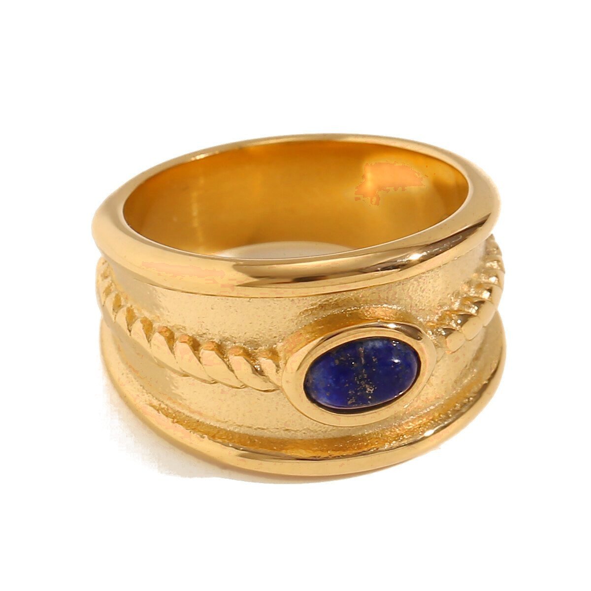 Western Gold Lapis Ring Band.