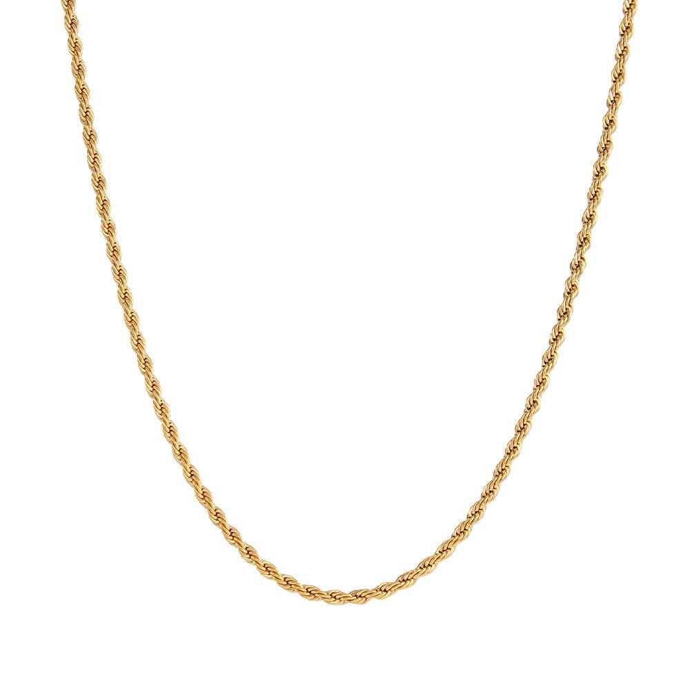 2mm Retro Gold Rope Chain Necklace.