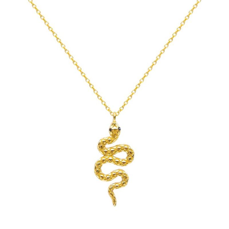Gold Beaded Serpent Necklace.