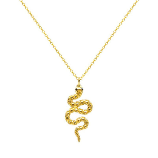 Gold Beaded Serpent Necklace.