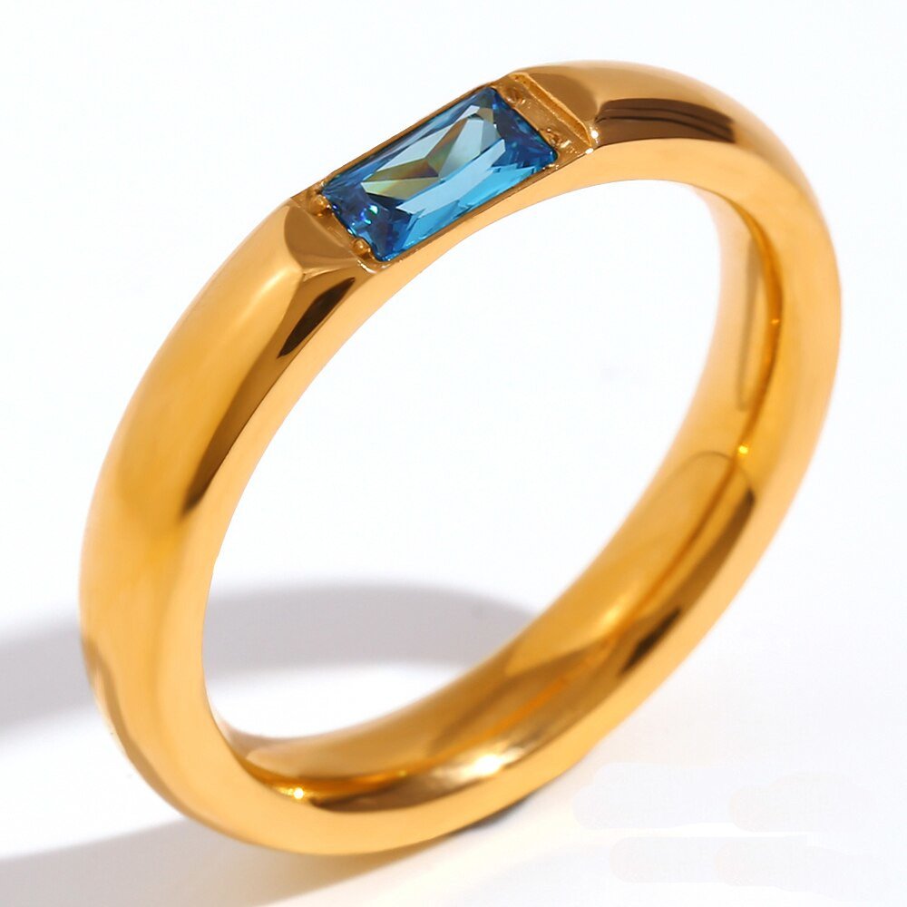 December Birthstone CZ Gold Ring Band.