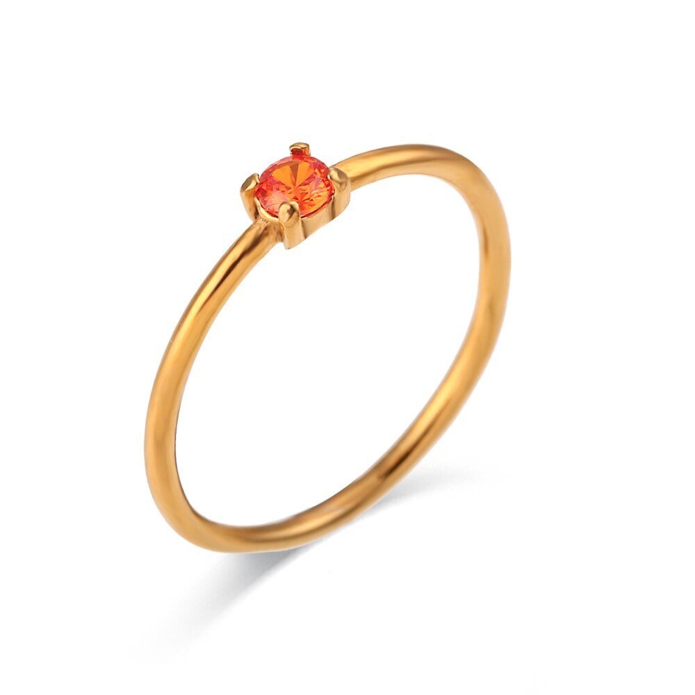 July Birthstone CZ Gold Stacking Ring.