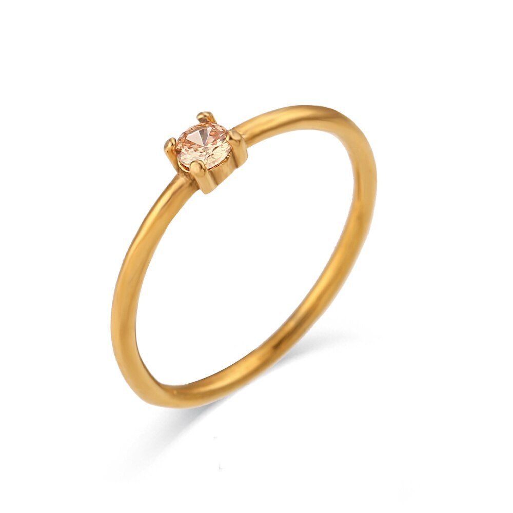 November Birthstone CZ Gold Stacking Ring.