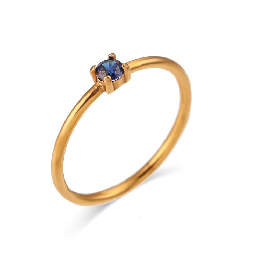 September Birthstone CZ Gold Stacking Ring.