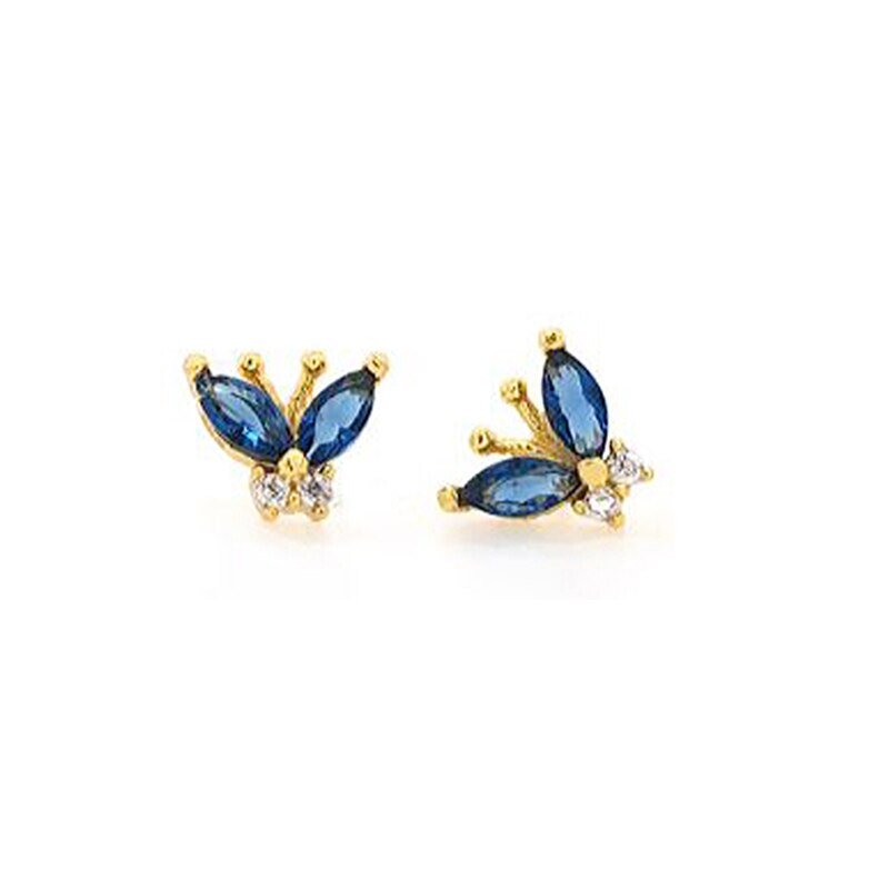 Blue CZ Butterfly Studs.