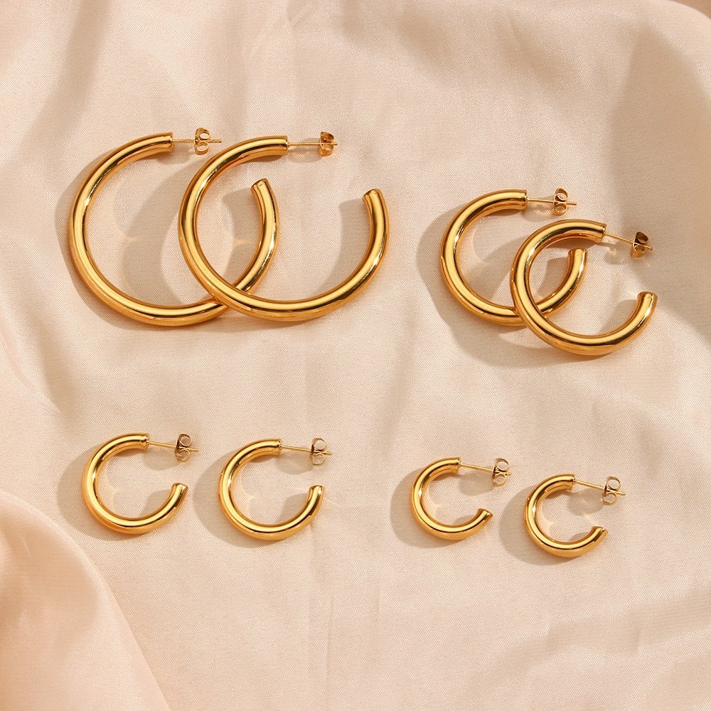 Chunky Gold Hoops in four sizes.