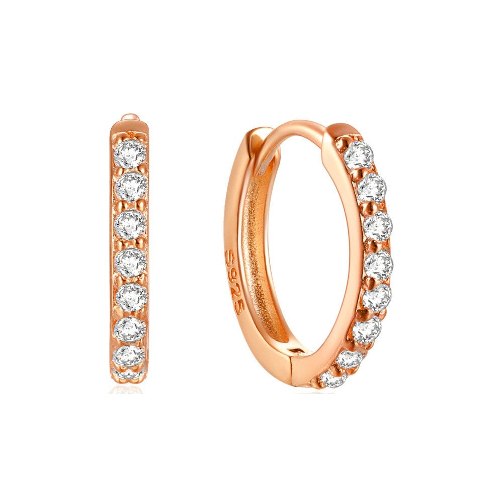 Classic Pavé Huggies in rose gold.