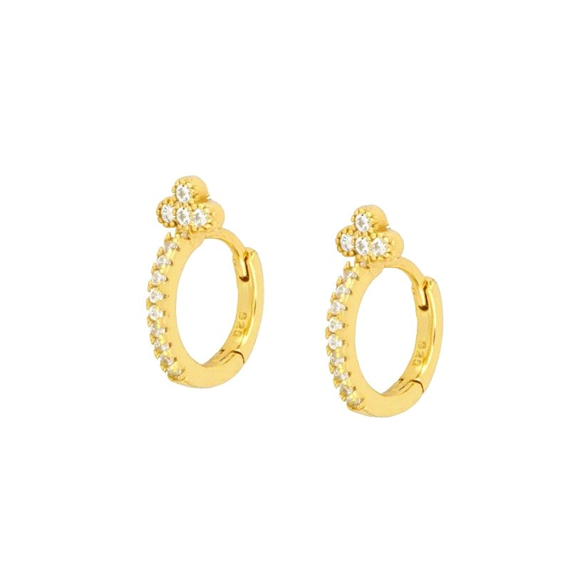 Clear CZ Trinity Huggies in gold.