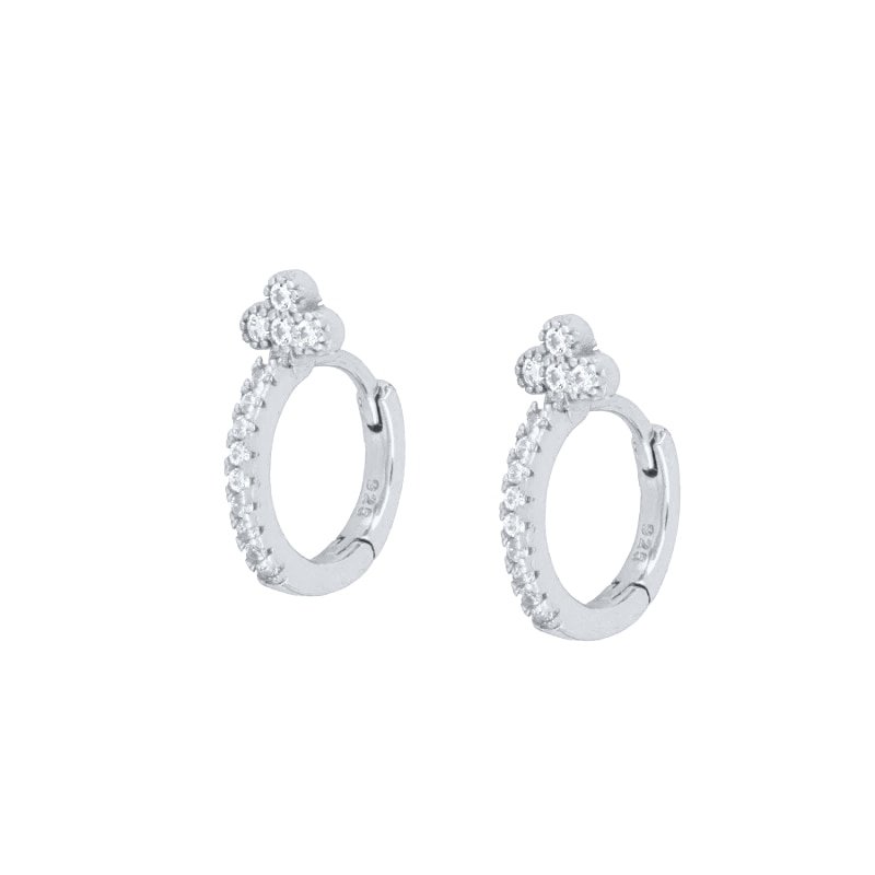 Clear CZ Trinity Huggies in silver.