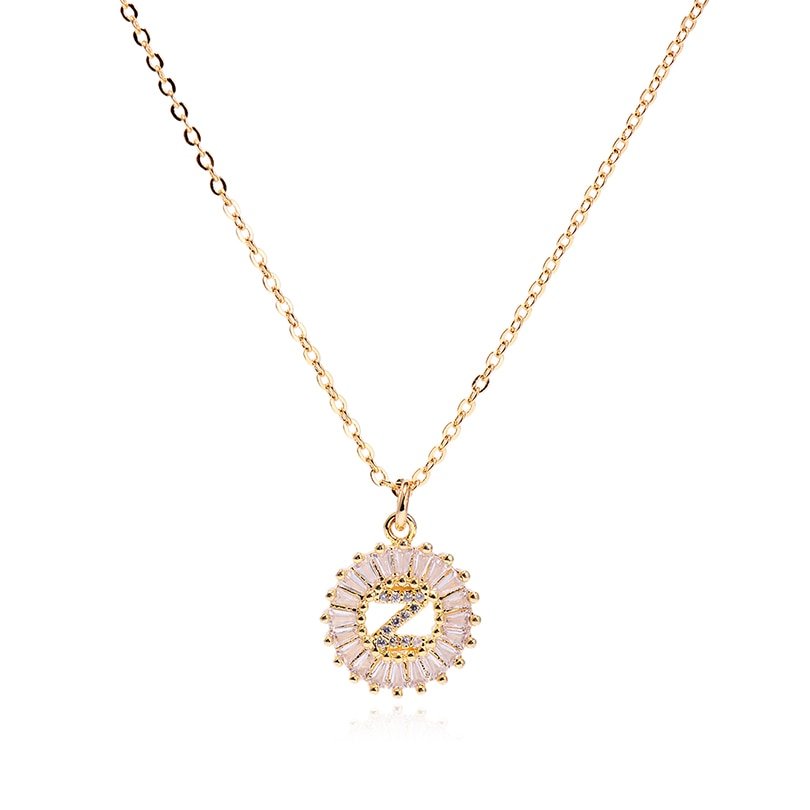 Gold Crystal Monogram Necklace, letter Z.