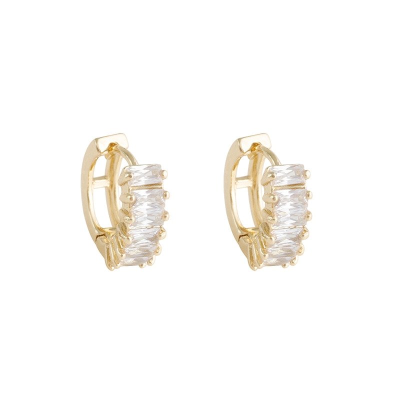Gold CZ Baguette Huggies.