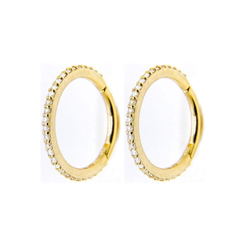 Gold CZ Pave Cartilage Hoops.