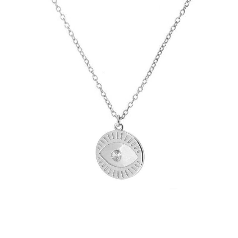 Silver Evil Eye Amulet Necklace.