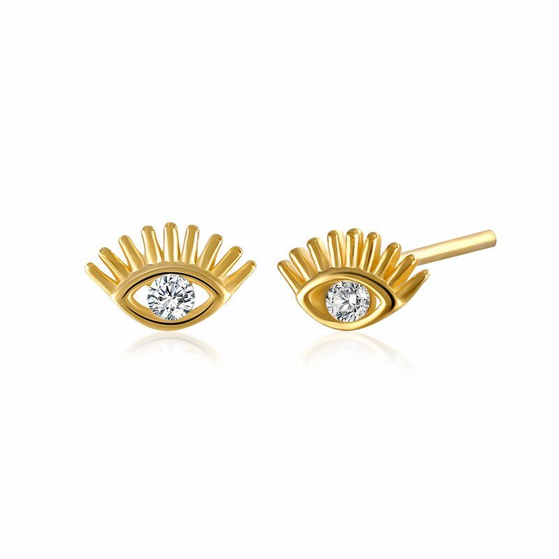 Gold Evil Eye Studs.