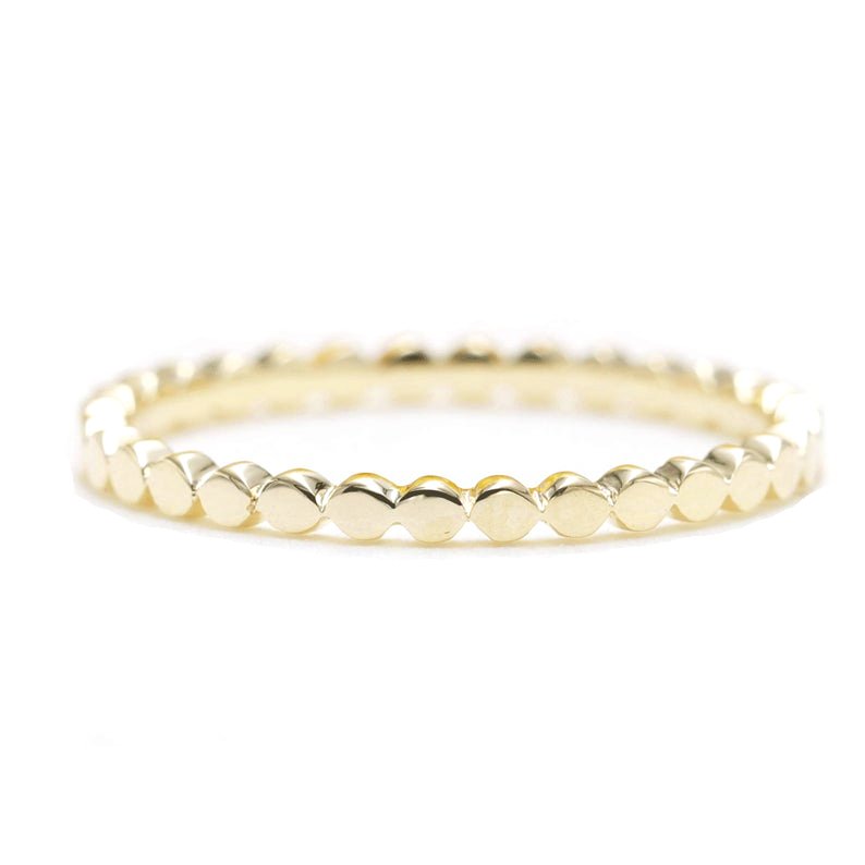 Gold Flat Beaded Ring Band.