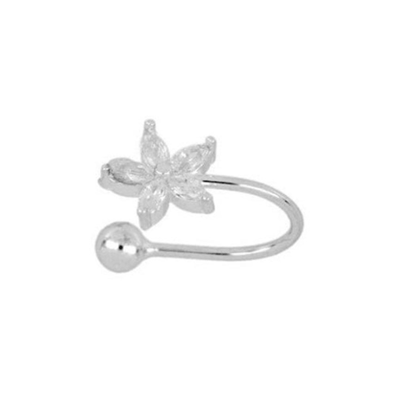 Silver Flower Zirconia Ear Cuff.