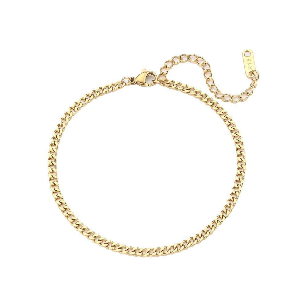 2.5mm Gold Cuban Link Bracelet.