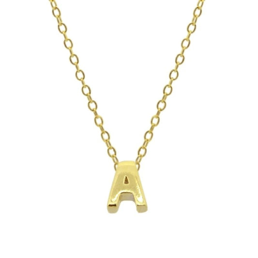 Gold Initial Charm Necklace, Letter A.