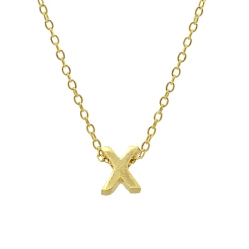 Gold Initial Charm Necklace, Letter X.