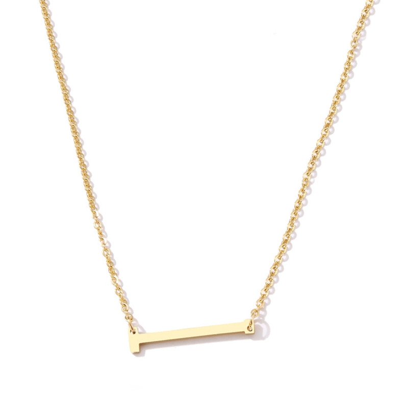 Gold Large Asymmetrical Initial Necklace, letter I.