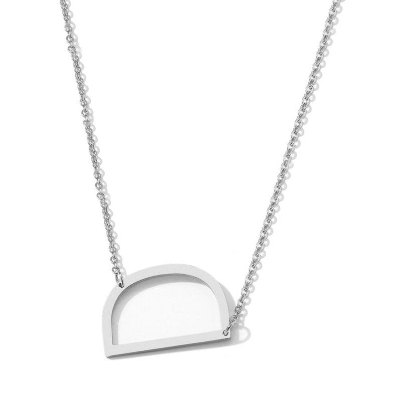 Silver Large Asymmetrical Initial Necklace, letter D.