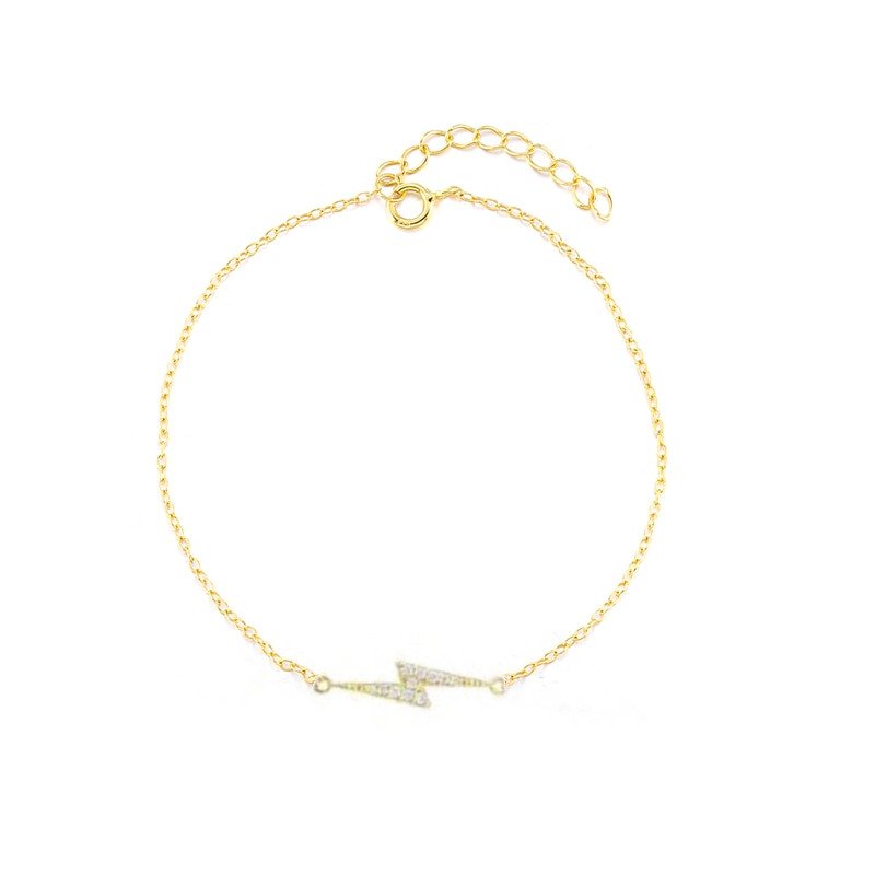 Gold Lightning Bolt Gold CZ Bracelet.