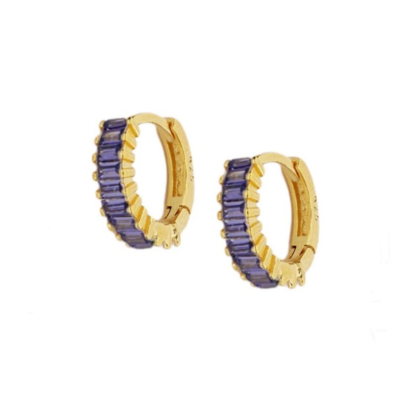 Gold Lilac Baguette Huggies.