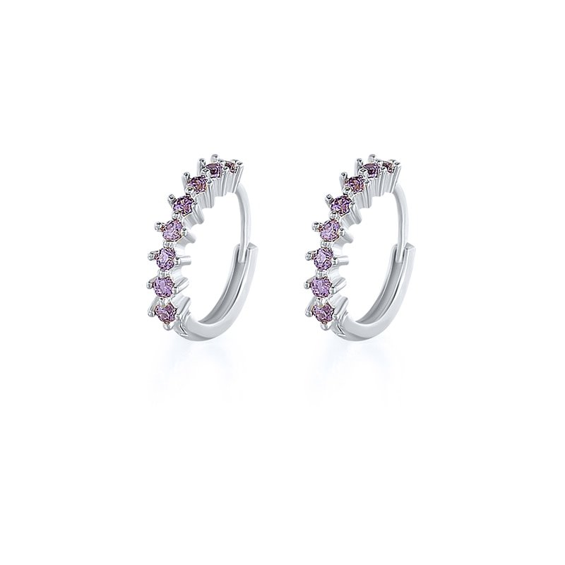 Silver Lilac CZ Huggies.