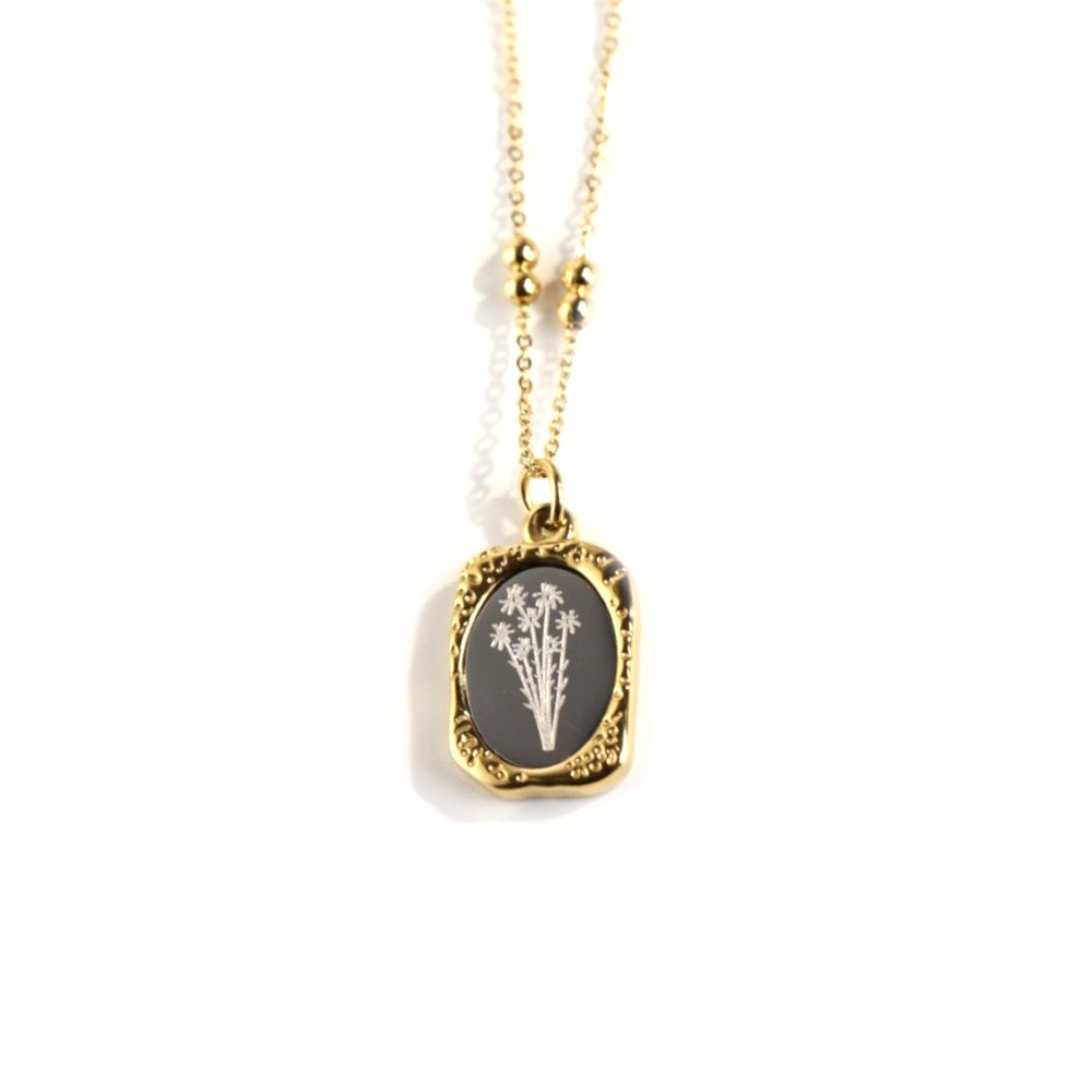 September Aster Mirrored Birth Flower Gold Necklace.