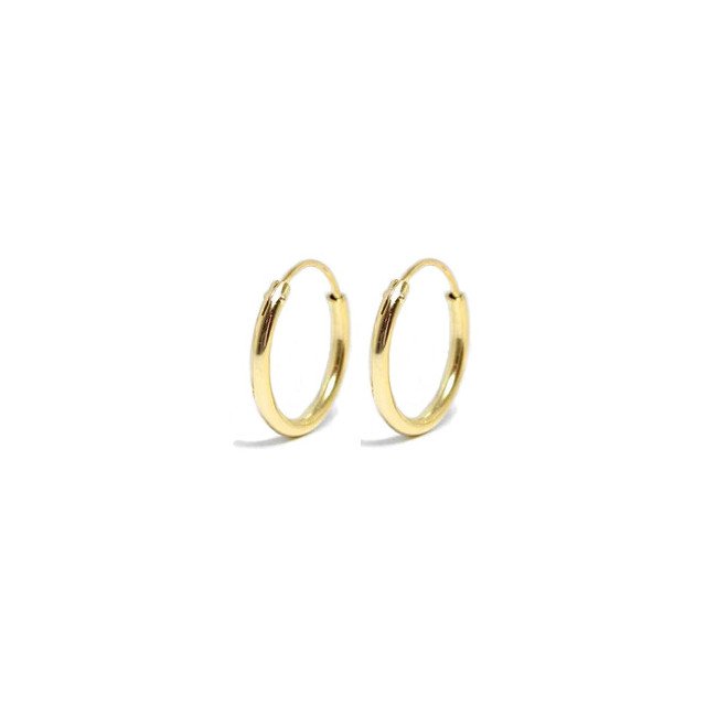 Gold Modern Hoop Earrings in 14mm.