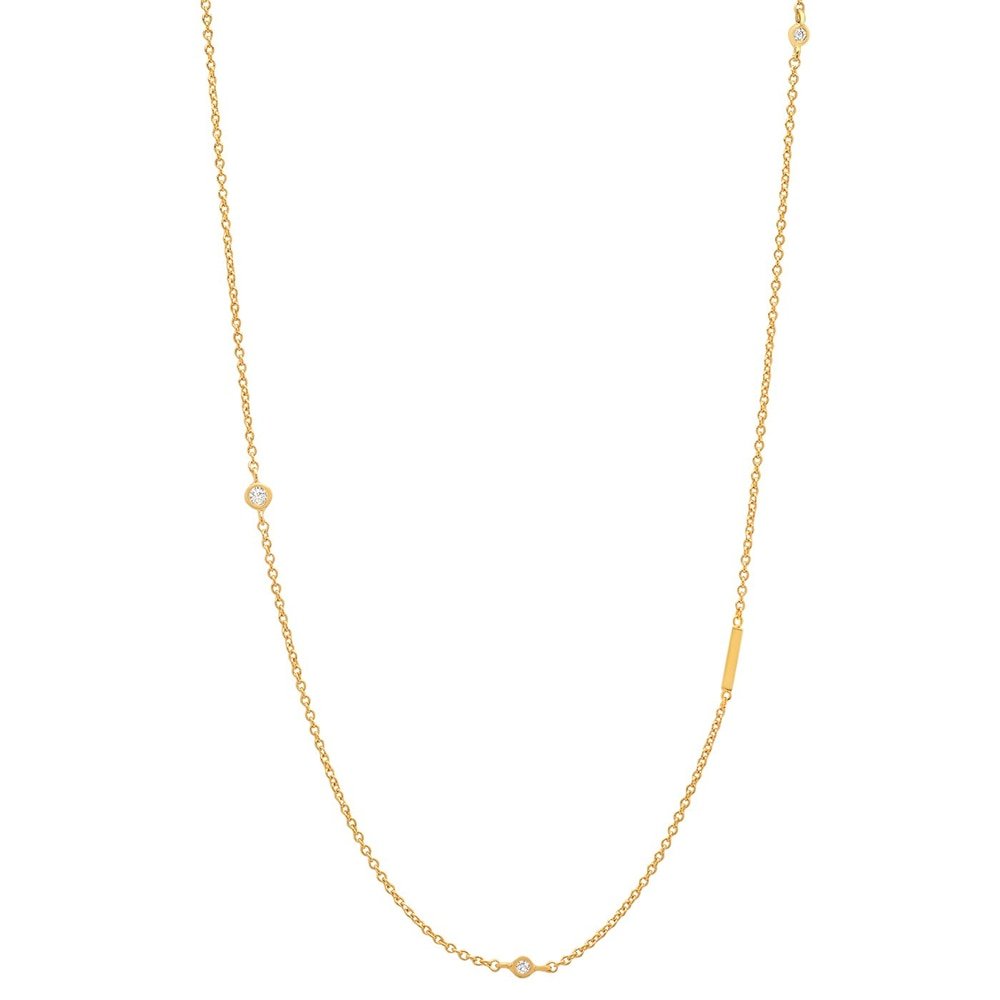 Gold Monogram CZ Necklace letter I.