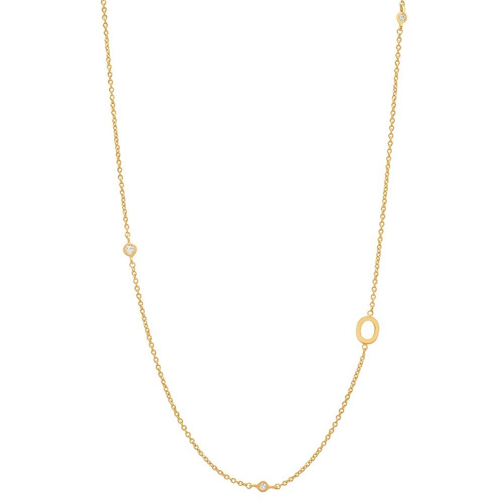 Gold Monogram CZ Necklace letter O.