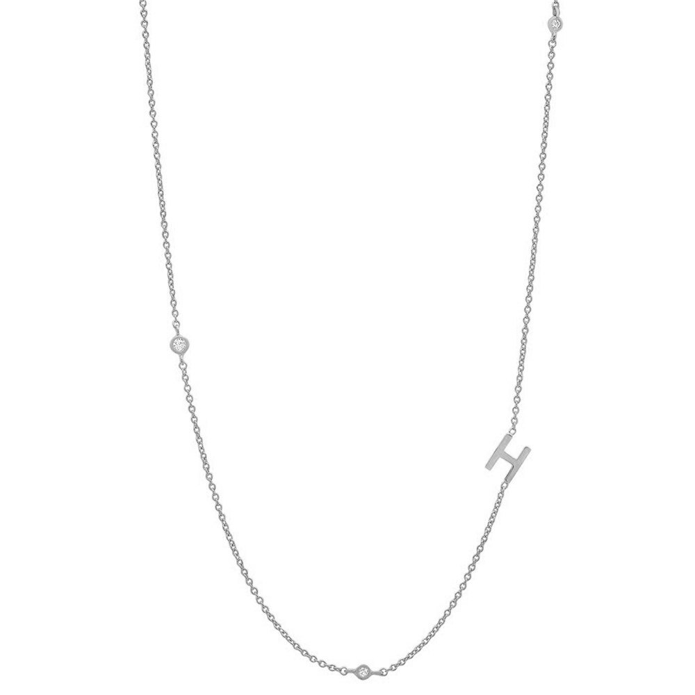 Silver Monogram CZ Necklace letter H.