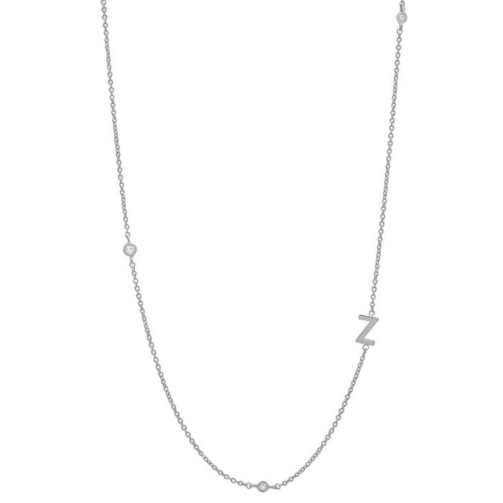 Silver Monogram CZ Necklace letter Z.