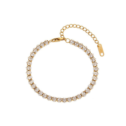 Oval CZ Gold Tennis Bracelet.