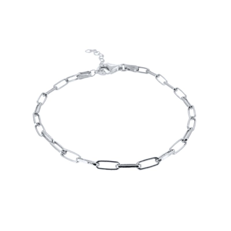 Silver Paperclip Chain Bracelet.